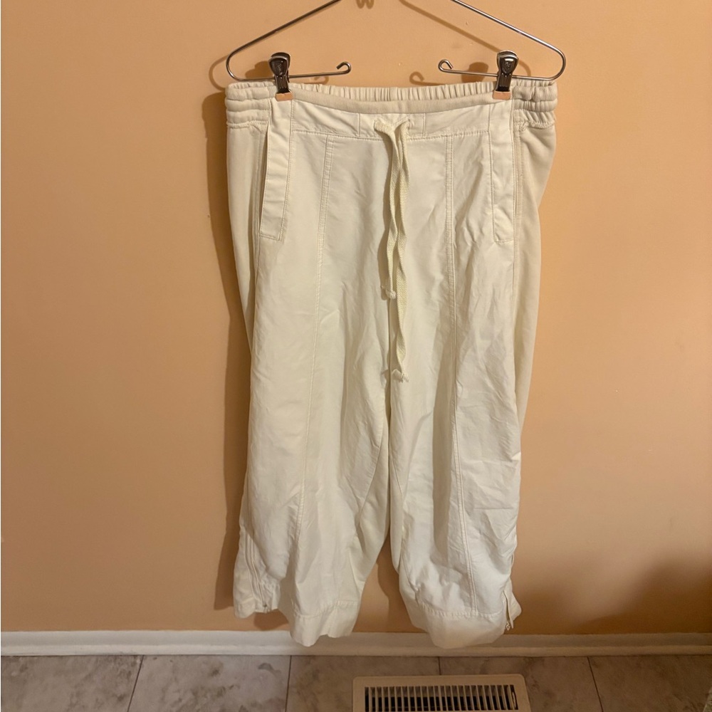 Daily Practice Anthropologie light yellow wide leg track pant sweatpants